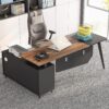 L-Shaped Desk, 78.74 Inch Executive Office Desk with File Cabinet - Image 3
