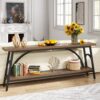Console Table, 70.8” Sofa Tables Entryway Table with 2 Tier Wood Shelves - Image 4