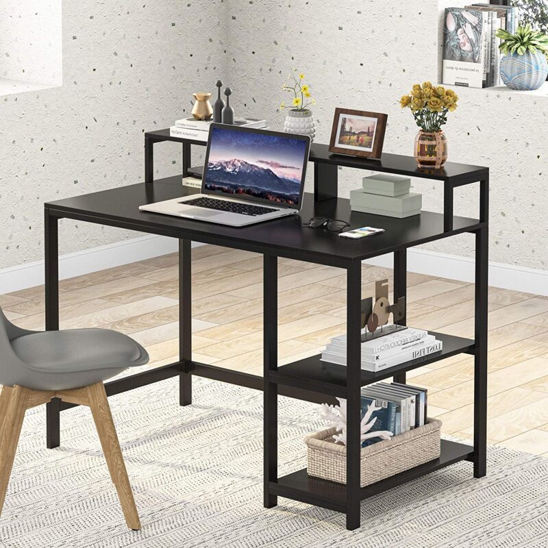 Computer Desk, Industrial Writing Desk with Shelves for Study - Image 10