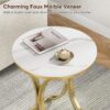 End Table, Round Sofa Side Table Coffee Table with Gold Metal Frame - Image 5