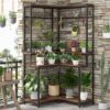 Corner Plant Stand, 67" Tall Flower Shelf with 15 Hanging Hooks - Image 3