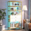 Bookshelf, 5-Tier Bookcase with 2 Drawers & LED Light - Image 3