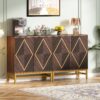 Sideboard Buffet Set of 2, Accent Console Cabinet with Adjustable Shelf - Image 3