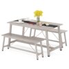 Dining Table Set, 55" Kitchen Table Set with 2 Benches