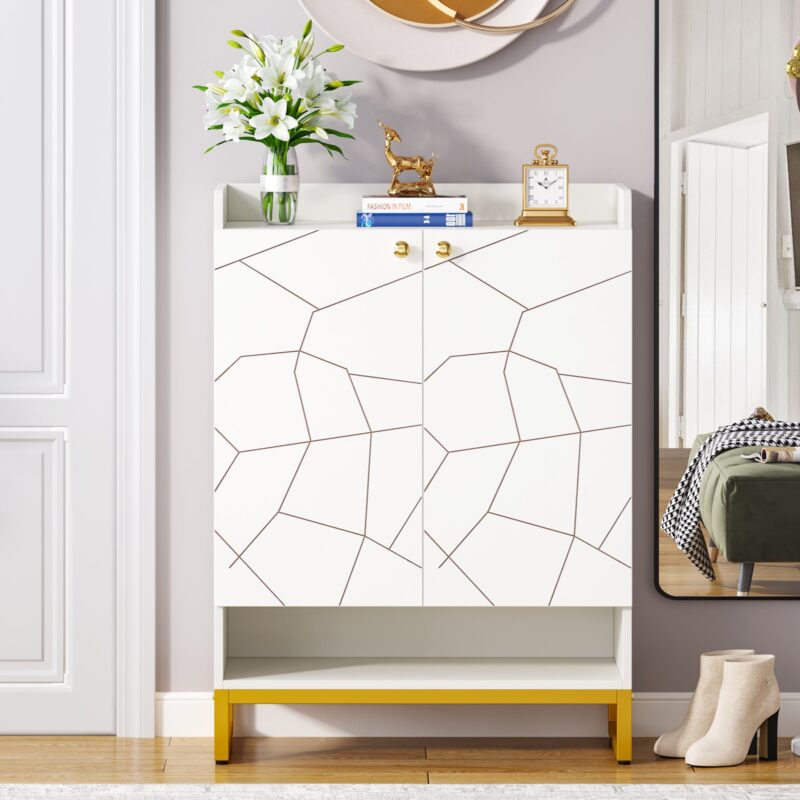 Shoe Cabinet, 6-Tiers Shoe Storage Organizer with Doors - Image 4