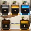 LED Nightstand, 2 Drawers Bedside End Table with Led Lights - Image 6