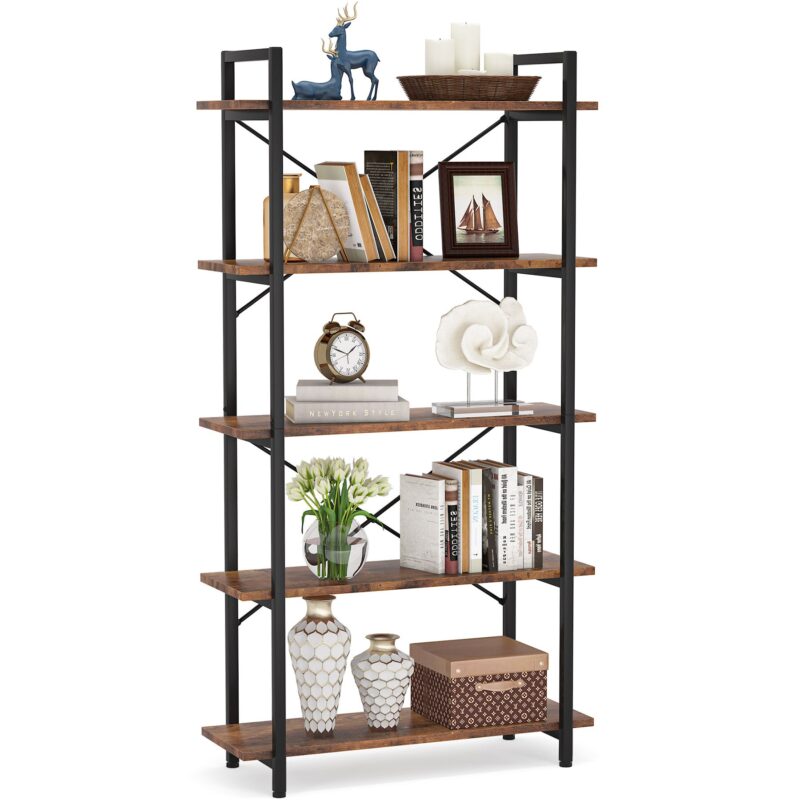 Bookshelf,  5 Tier Bookcase Display Shelf Unit - Image 2