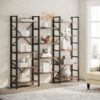 Bookshelf,  Industrial Triple Wide 14 Shelves Etagere Bookcase