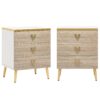 Nightstand, Modern Wooden Bedside Table with Three Drawers - Image 10