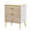 Nightstand, Modern Wooden Bedside Table with Three Drawers - Image 9