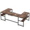 U-Shaped Desk with Bookshelf and Tiltable Drawing Board - Image 2