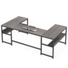 U-Shaped Desk with Bookshelf and Tiltable Drawing Board - Image 8