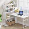 Rotating Desk, Reversible Computer Desk with 5 Shelves