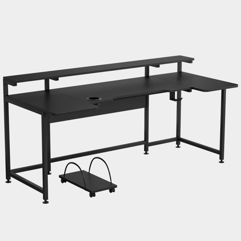 Gaming Desk, 74.8 Inches U Shaped Computer Desk with Hutch - Image 2