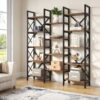 Bookshelf, 59" Triple Wide 5-Shelf Bookcase Display Rack