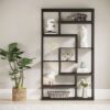 8-Shelves Staggered Bookshelf,  Industrial Etagere Bookcase