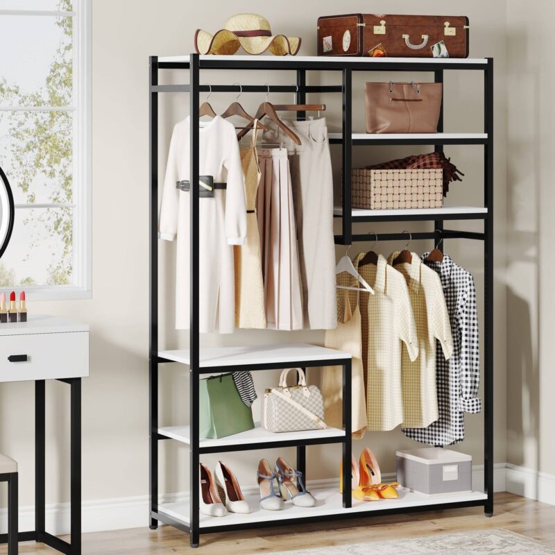 Freestanding Closet Organizer, Clothes Racks with 2 Hanging Rod - Image 7