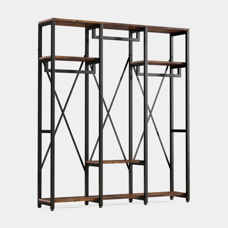Freestanding Closet Organizer, Industrial 3 Rod Garment Rack - Image 2