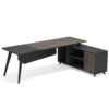 L-Shaped Desk, 78.74 Inch Executive Office Desk with File Cabinet - Image 8