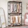 Freestanding Closet Organizer, 86" Garment Rack with Shelves & Hanging Rods