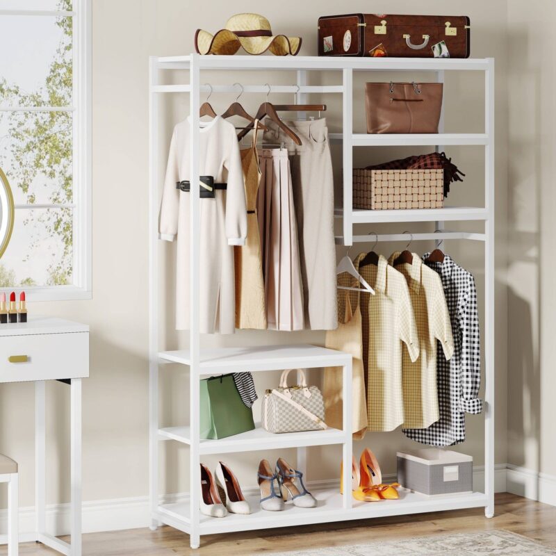 Freestanding Closet Organizer, Clothes Racks with 2 Hanging Rod - Image 11