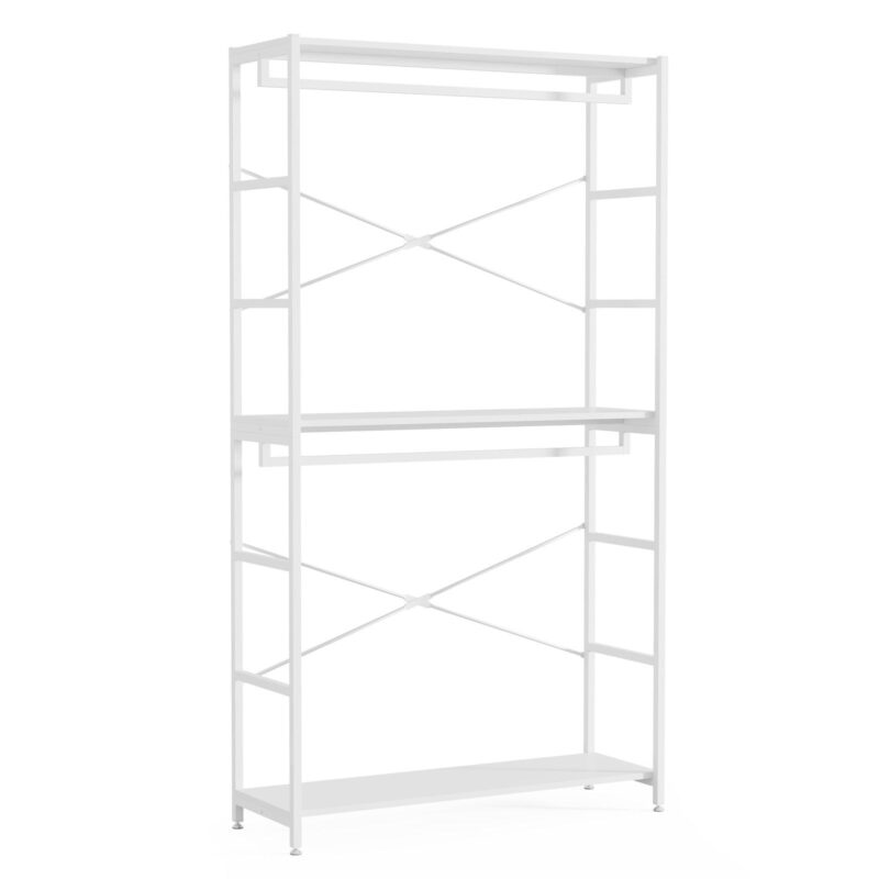 Freestanding Closet Organizer, 86" Garment Rack with Shelves & Hanging Rods - Image 10
