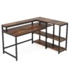 Reversible L Shaped Computer Corner Desk with Shelves - Image 2