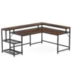 L-Shaped Desk, 69" Reversible Corner Desk with Monitor Stand & Storage Shelf - Image 2