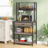 5-Tier Kitchen Baker's Rack with Power Outlets, Drawer & Sliding Shelves - Image 8