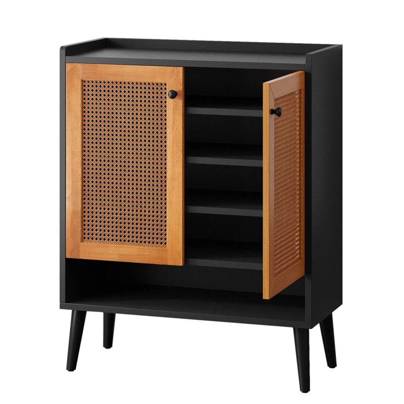 Shoe Cabinet, Natural Handmade Rattan Shoe Rack Organizer - Image 2