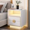 LED Nightstand, 2 Drawers Bedside End Table with Led Lights - Image 9