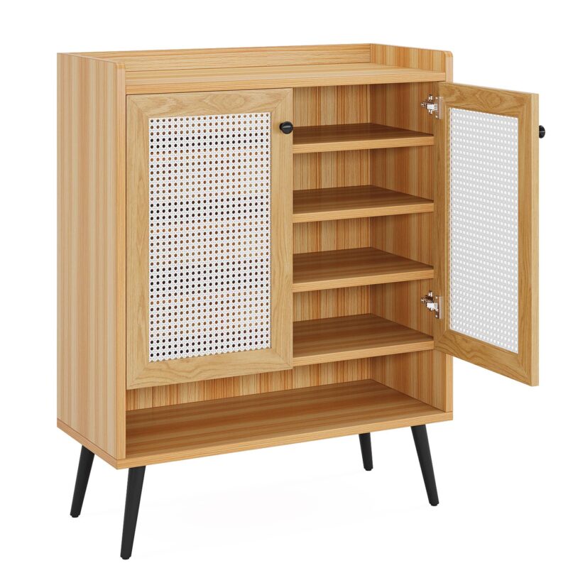 Shoe Cabinet, Natural Handmade Rattan Shoe Rack Organizer - Image 8