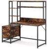 Computer Desk, 55" Writing Table with 2 Drawers and Storage Shelves - Image 2
