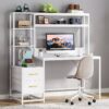 Computer Desk, 55" Writing Table with 2 Drawers and Storage Shelves - Image 8