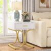 Nightstand, Industrial Bedside Table End Table with Drawer - Image 3