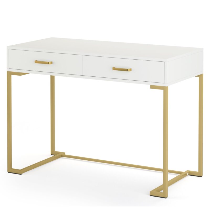 Computer Desk, Modern Writing Desk with Drawers - Image 7