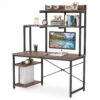 Computer Desk, Home Office Desk with Shelves and Hutch