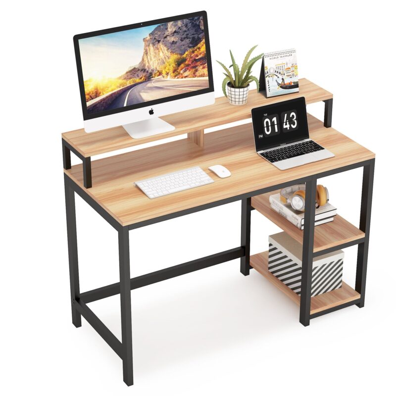 Computer Desk, Industrial Writing Desk with Shelves for Study - Image 7
