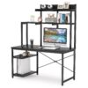 Computer Desk, Home Office Desk with Shelves and Hutch - Image 7