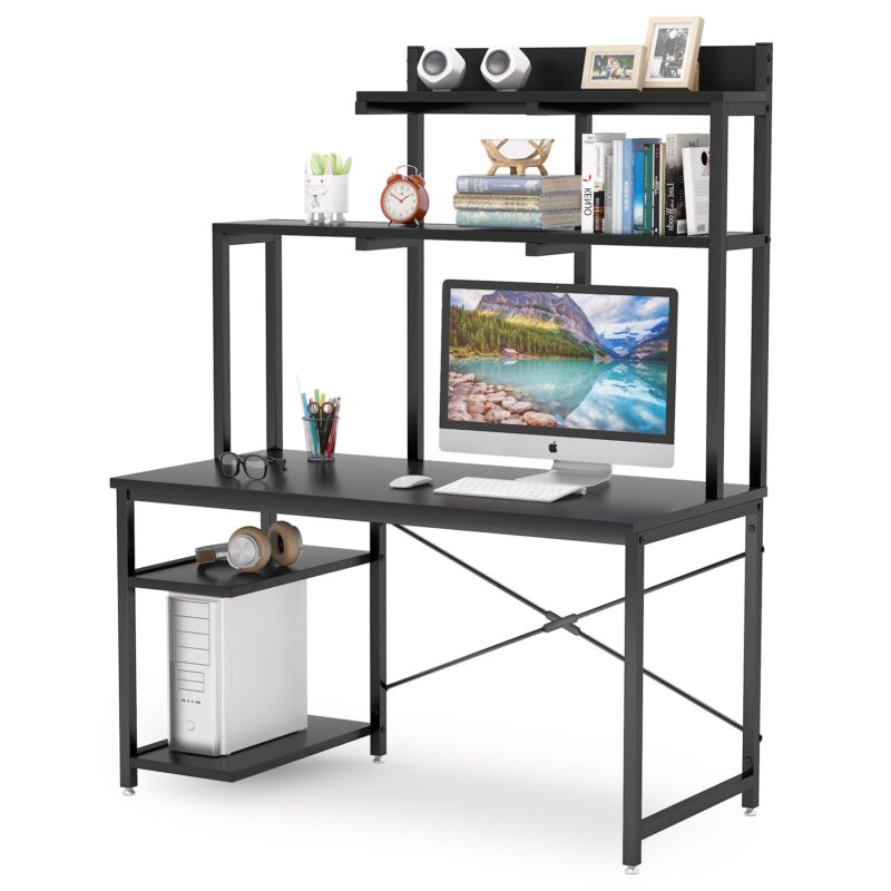 Computer Desk, Home Office Desk with Shelves and Hutch - Image 7