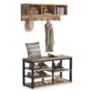 Coat Rack Shoe Bench Set, Hall Tree with Wall Mounted Shelf - Image 8