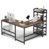 L-Shaped Desk, Reversible 59" Computer Desk with Storage Bookshelf