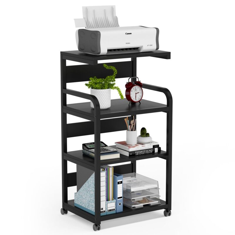 Printer Stand, 4-Shelf Mobile Printer Cart with Storage Shelves - Image 2