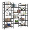 Bookshelf,  Industrial Triple Wide 14 Shelves Etagere Bookcase - Image 12