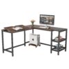 L-Shaped Desk, 59" Corner Computer Desk Drafting Table with Shelves - Image 2