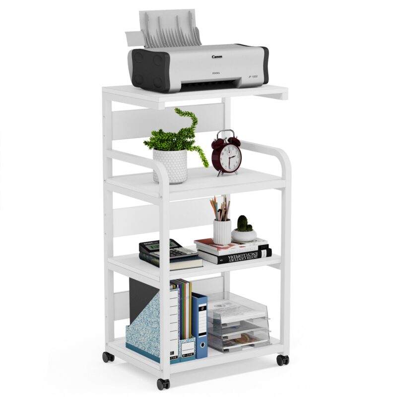 Printer Stand, 4-Shelf Mobile Printer Cart with Storage Shelves - Image 8