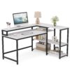 Reversible L Shaped Computer Corner Desk with Shelves - Image 7