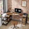 64.5" L-Shaped Desk, Reversible Computer Desk with 4 Drawers & 3 Shelves - Image 6