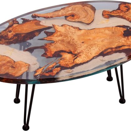 Clear Epoxy Resin & Live Edge Olive Wood Coffee Table / Table Top