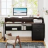 61" Computer Desk Study Writing Table with File Drawers & Monitor Stand - Image 6